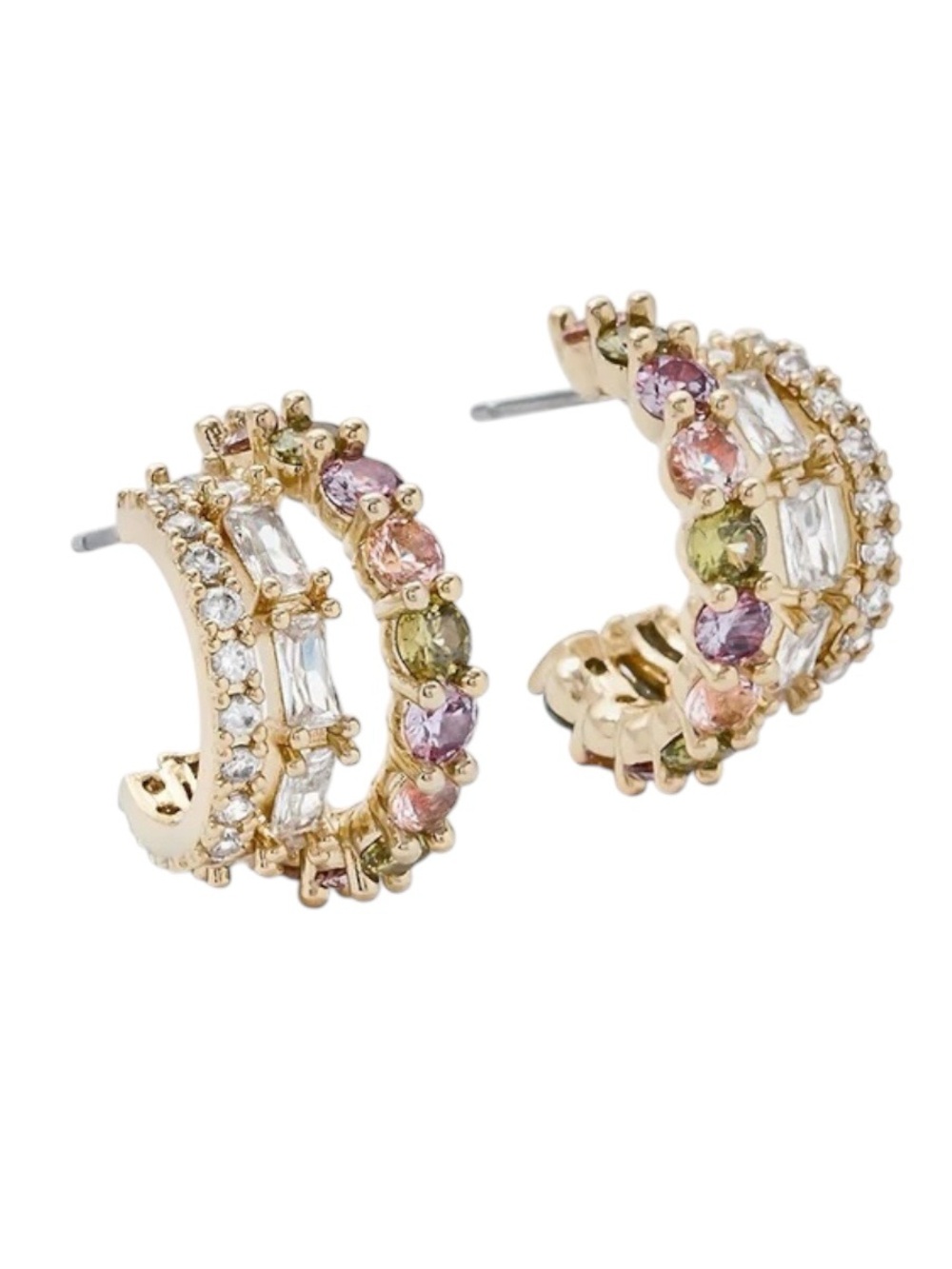 Olive + Piper - Gold Multi-Row Gemstone Cassia Hoop Earrings